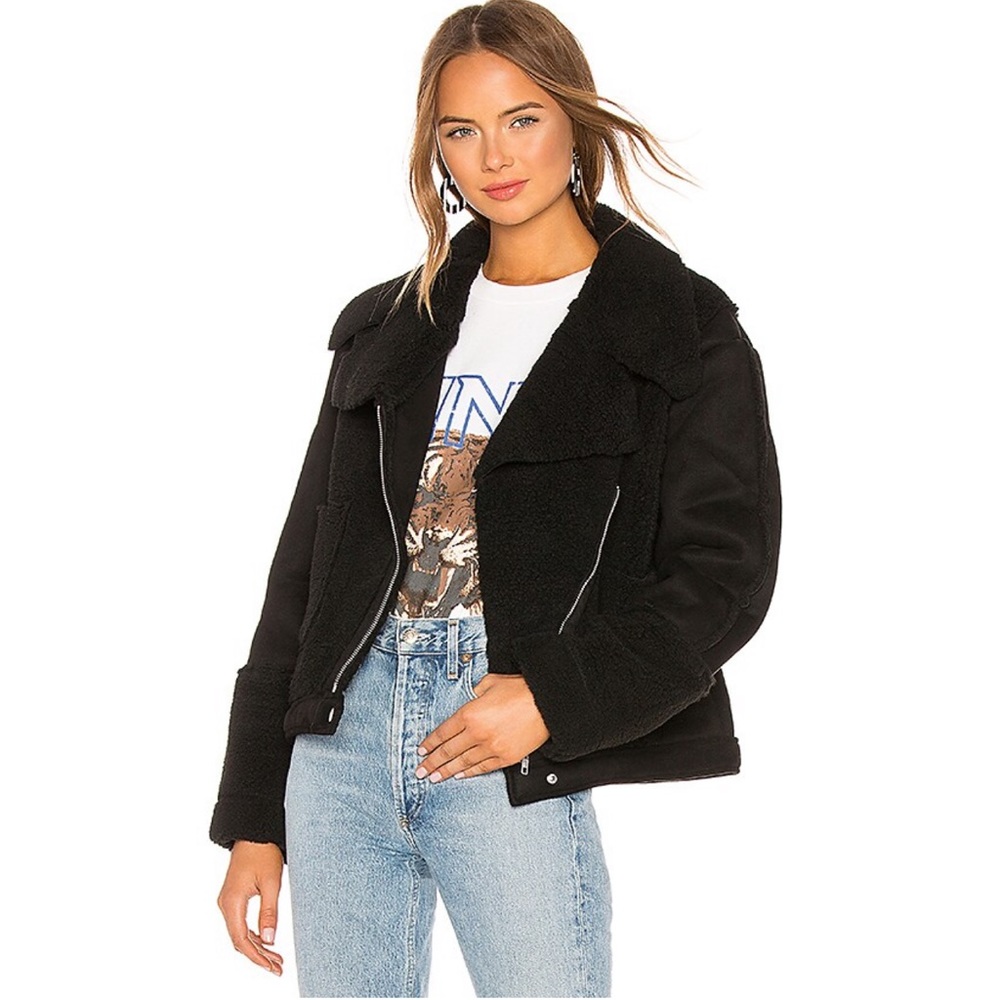 Revolve ALISSA SHERPA FAUX FUR JACKET IN BLACK
